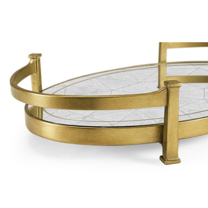 Églomisé & Gilded Iron Oval Tray