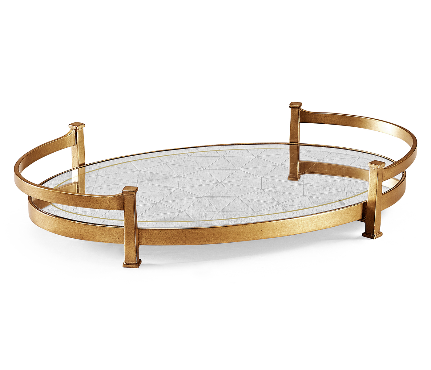 Églomisé & Gilded Iron Oval Tray