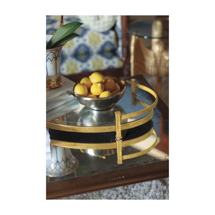 Églomisé & Gilded Iron Oval Tray
