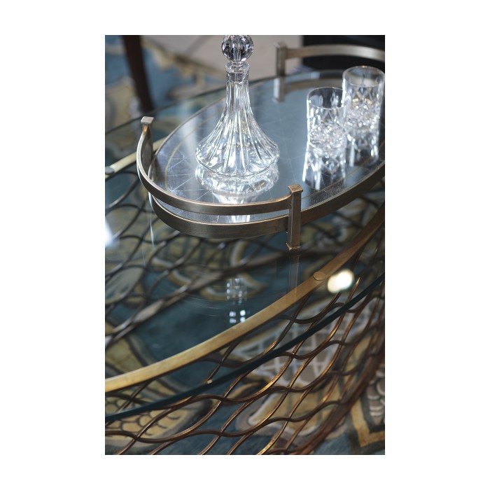 Églomisé & Gilded Iron Oval Tray