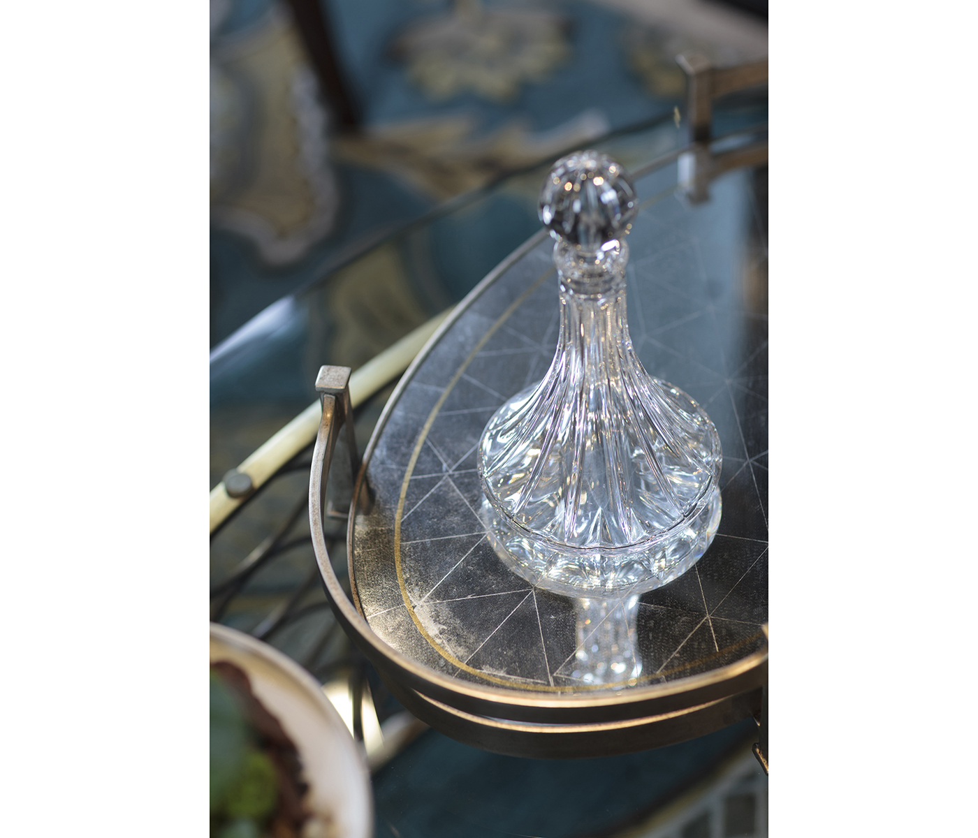 Églomisé & Gilded Iron Oval Tray