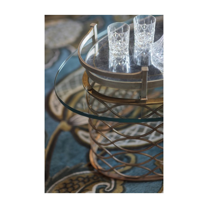 Églomisé & Gilded Iron Oval Tray