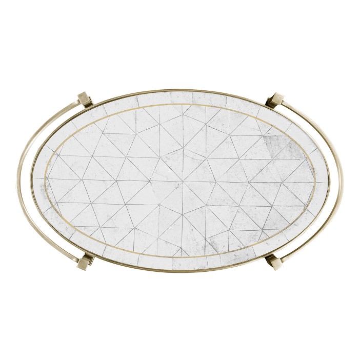 Églomisé & Silver Iron Oval Tray
