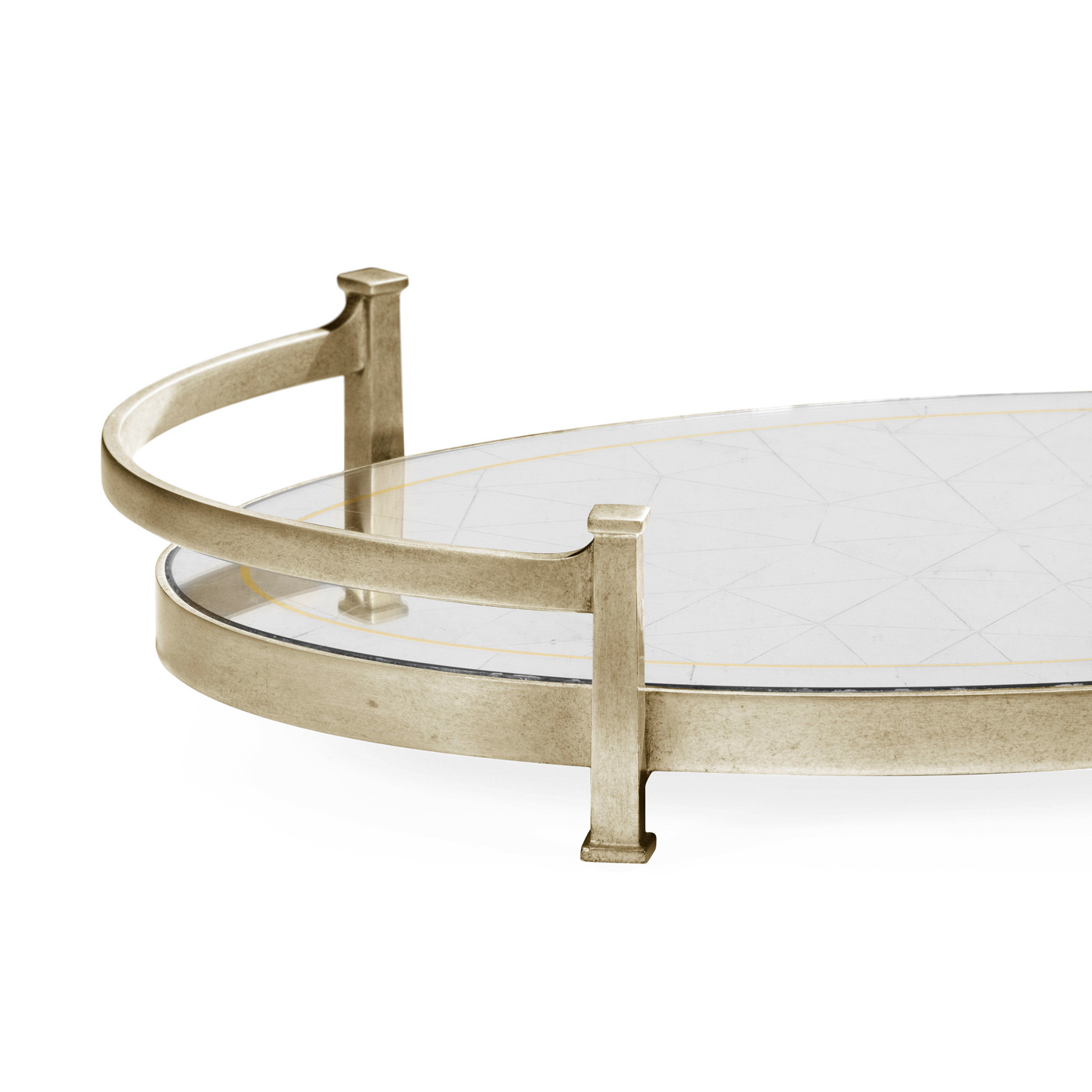 Églomisé & Silver Iron Oval Tray