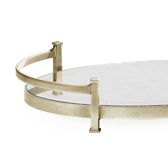 Églomisé & Silver Iron Oval Tray