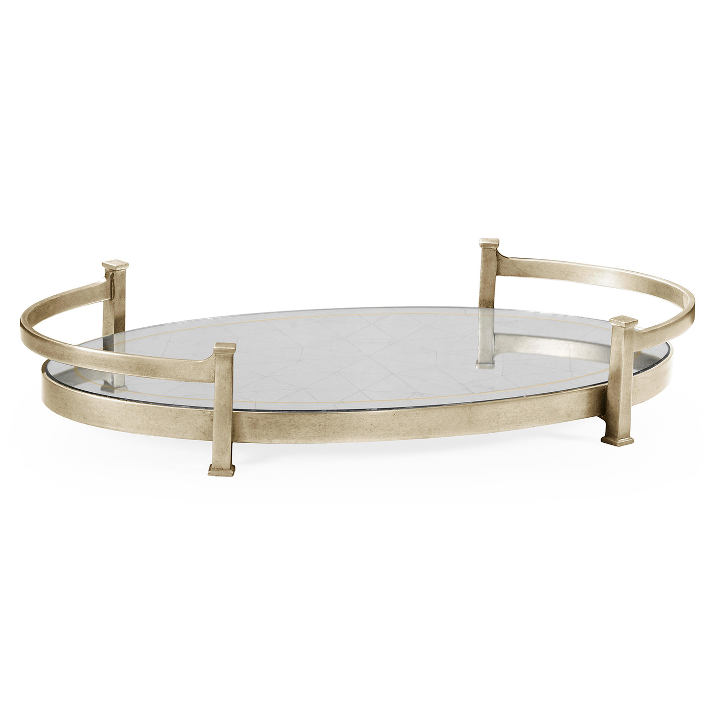 Églomisé & Silver Iron Oval Tray
