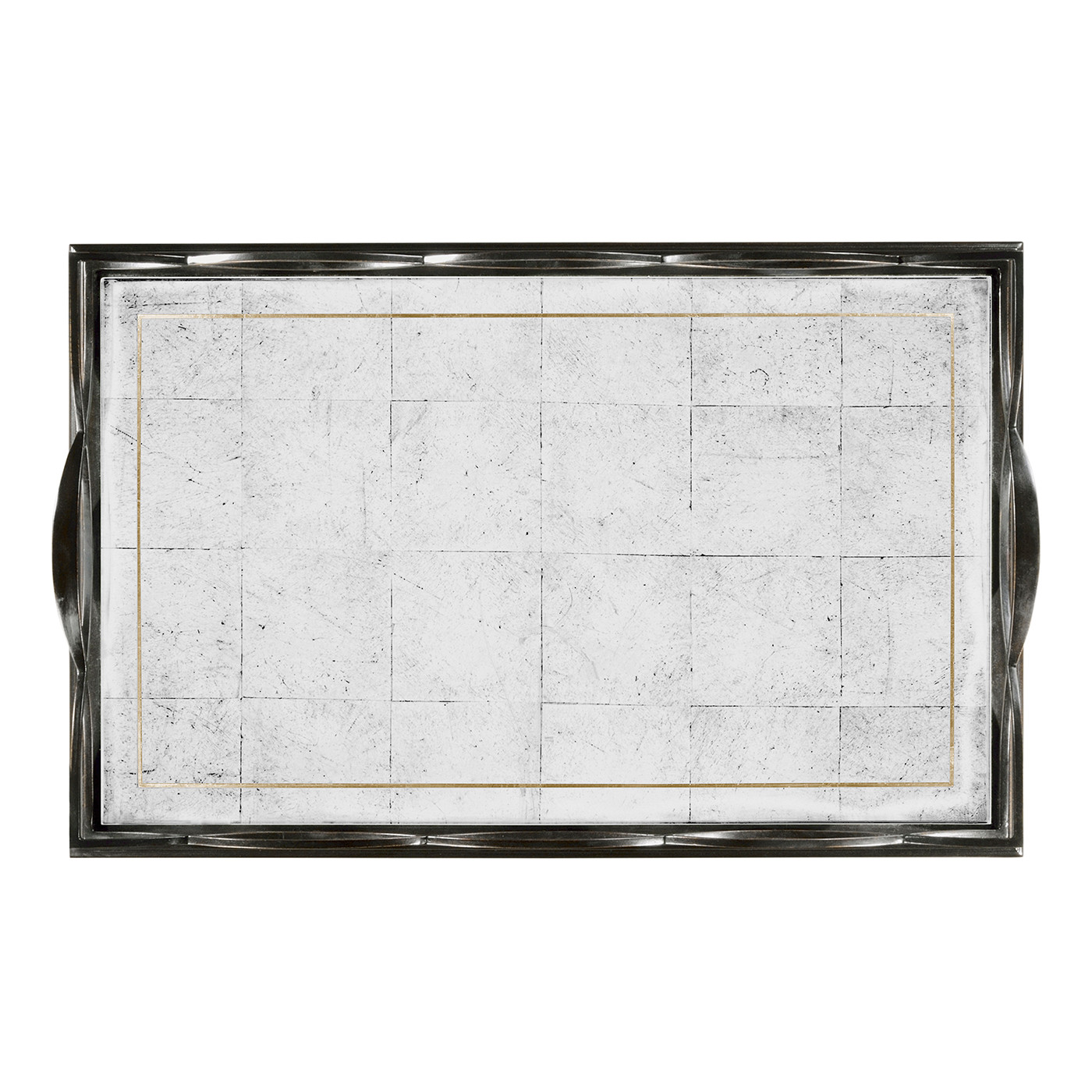 Églomisé & Bronze Iron Rectangular Tray
