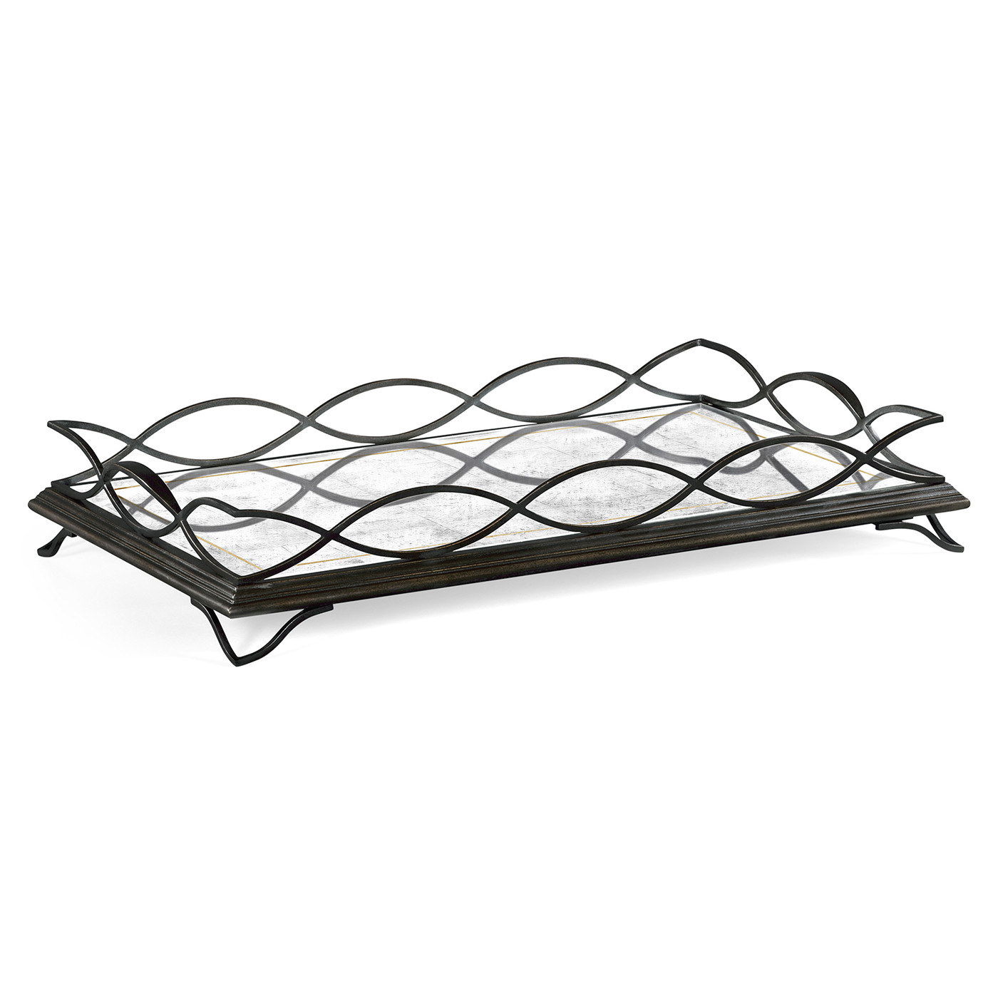 Églomisé & Bronze Iron Rectangular Tray