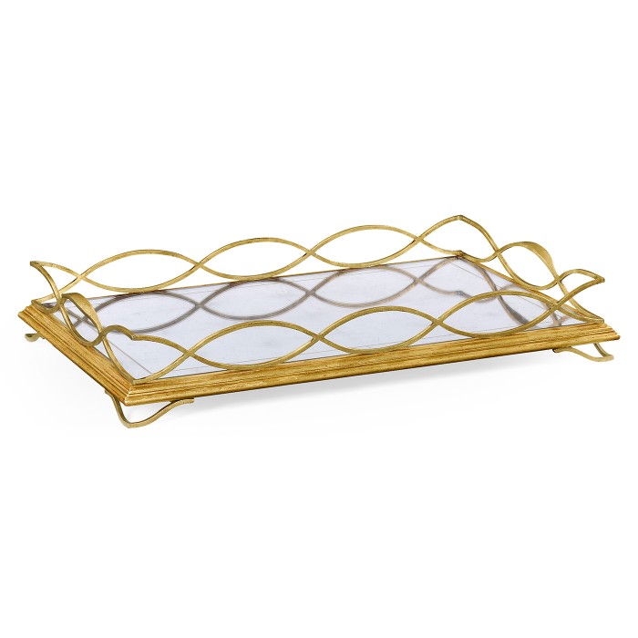 Églomisé & Gilded Iron Rectangular Tray