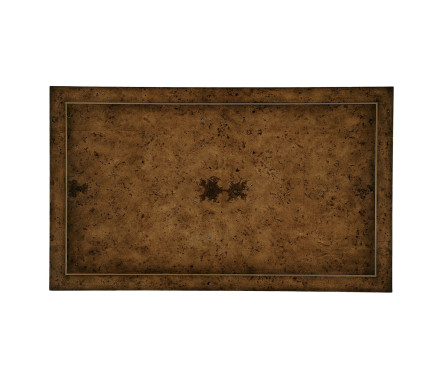 Rustic Burl Oak Hammered Iron Rectangle Coffee Table