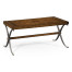 Rustic Burl Oak Hammered Iron Rectangle Coffee Table