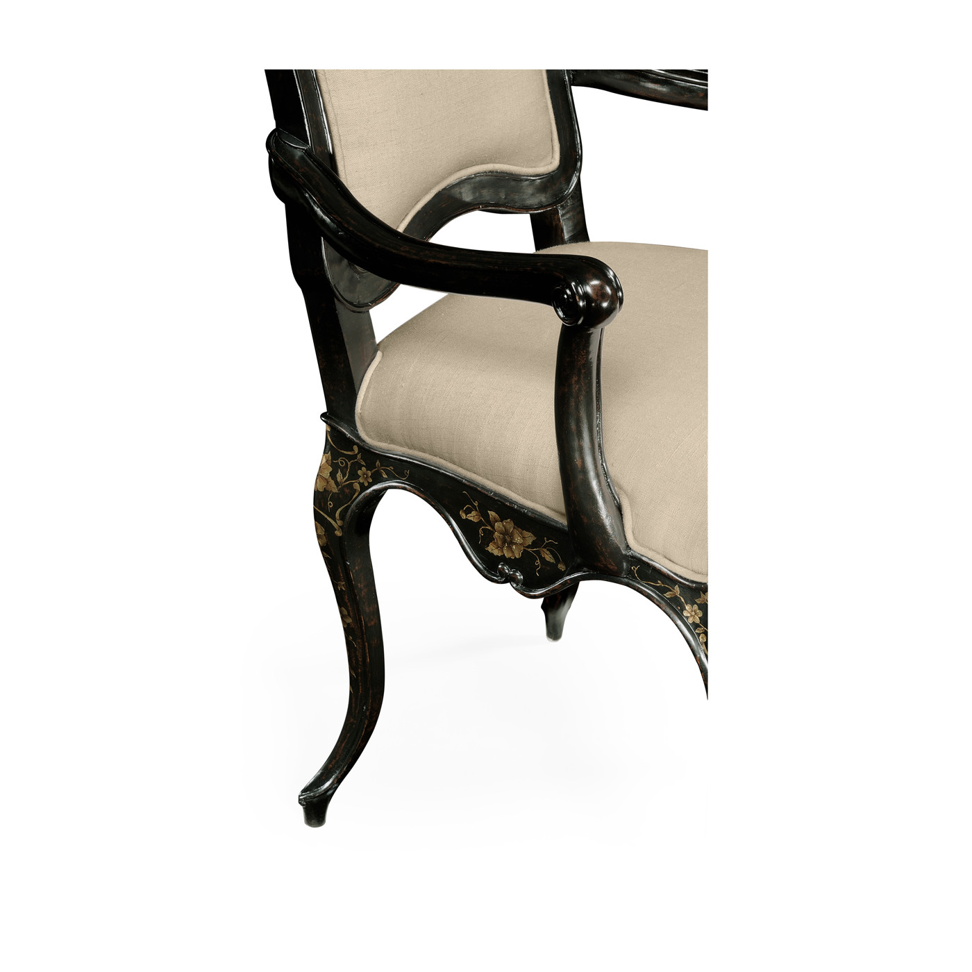 Black & Gilded Floral Arm Chair