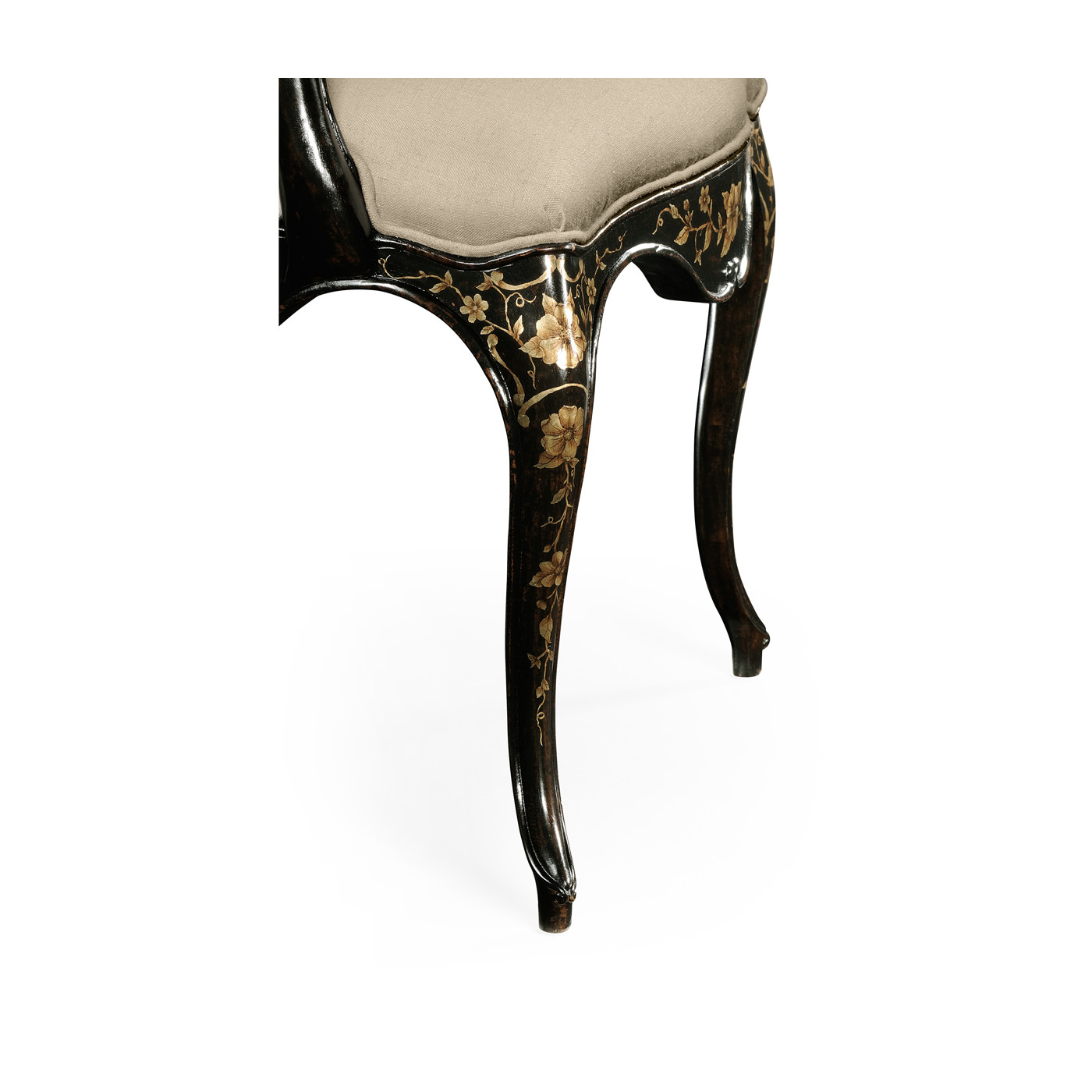 Black & Gilded Floral Arm Chair