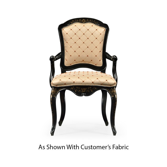 Black & Gilded Floral Arm Chair