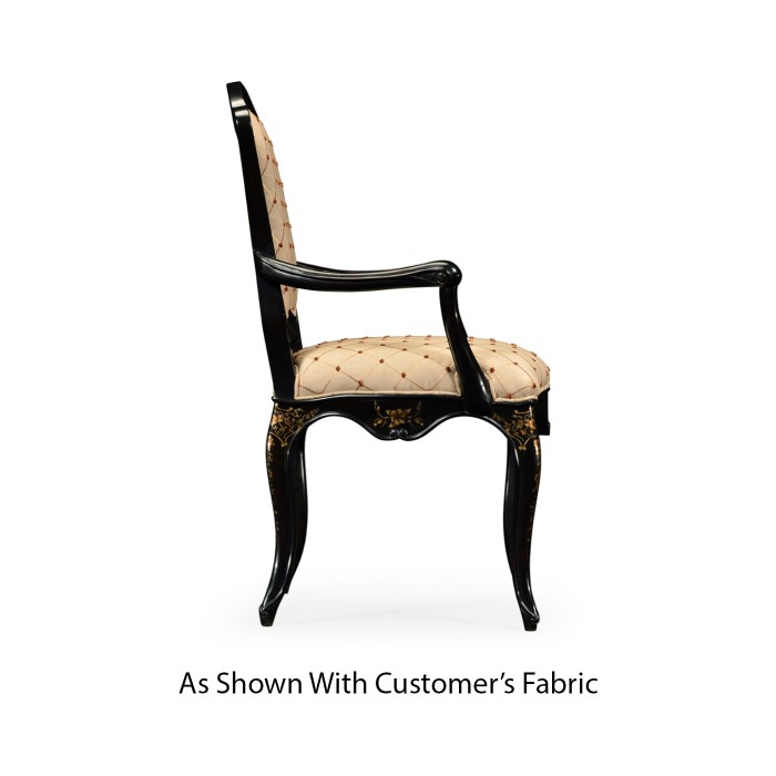 Black & Gilded Floral Arm Chair