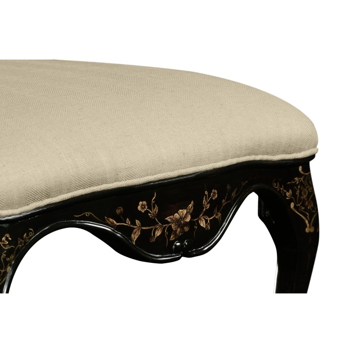 Black & Gilded Floral Side Chair