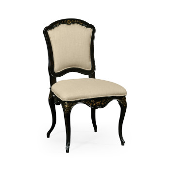 Black & Gilded Floral Side Chair