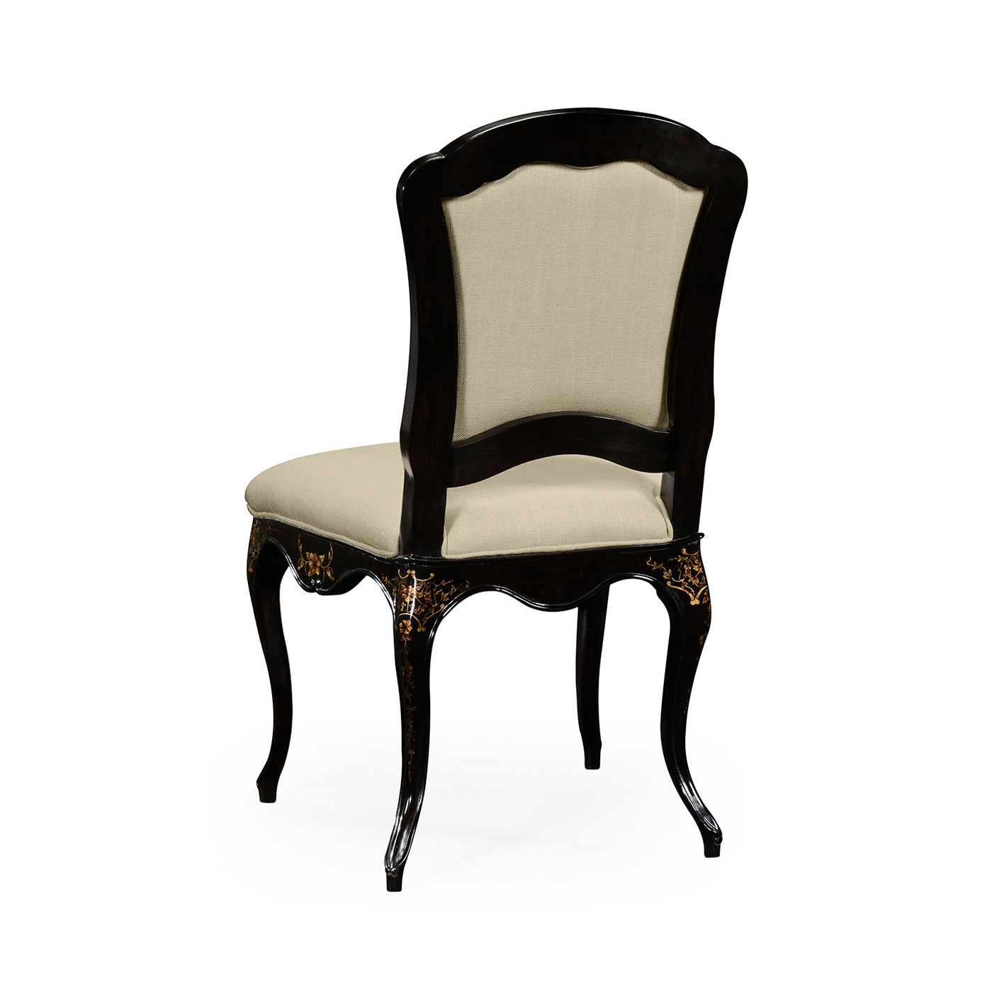 Black & Gilded Floral Side Chair
