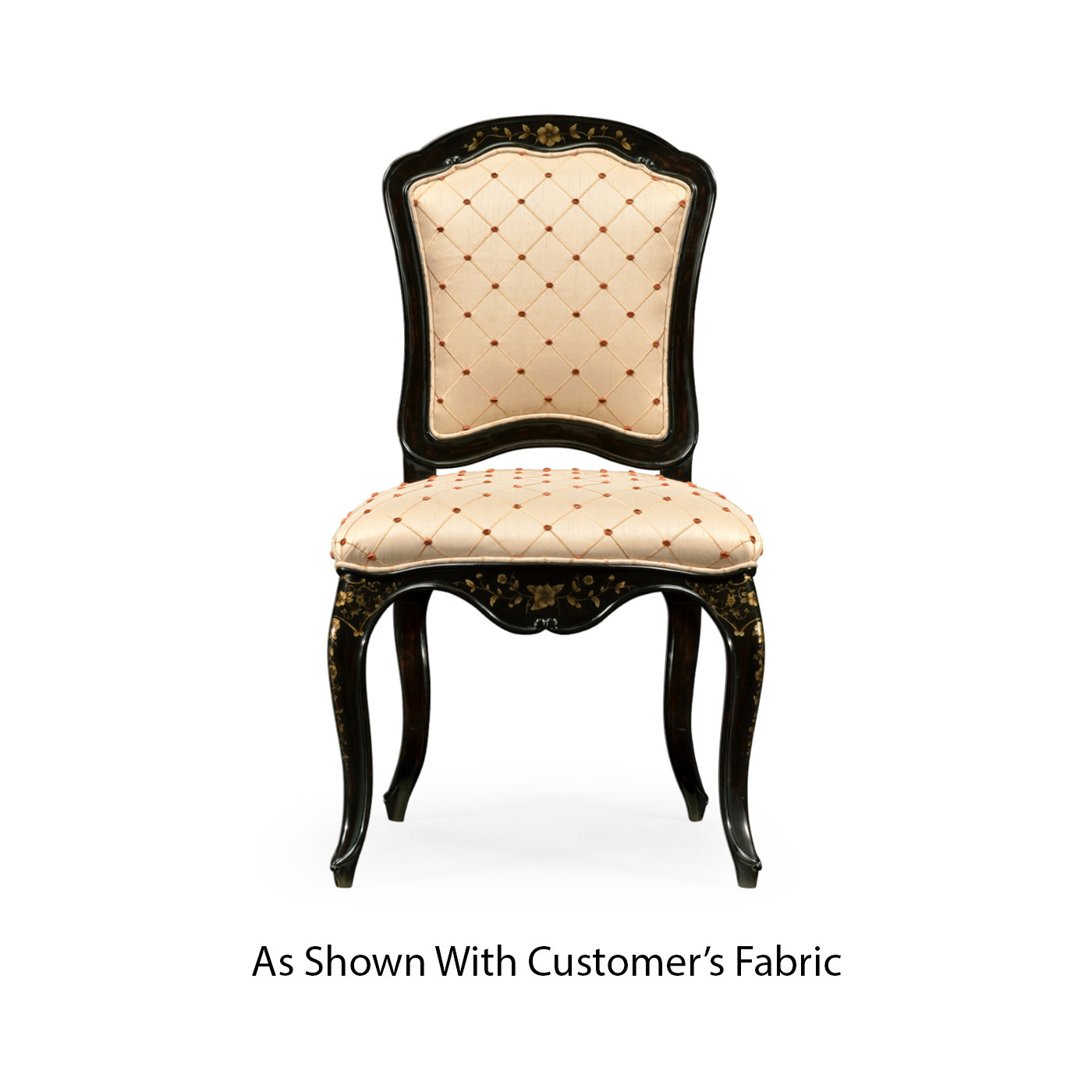 Black & Gilded Floral Side Chair