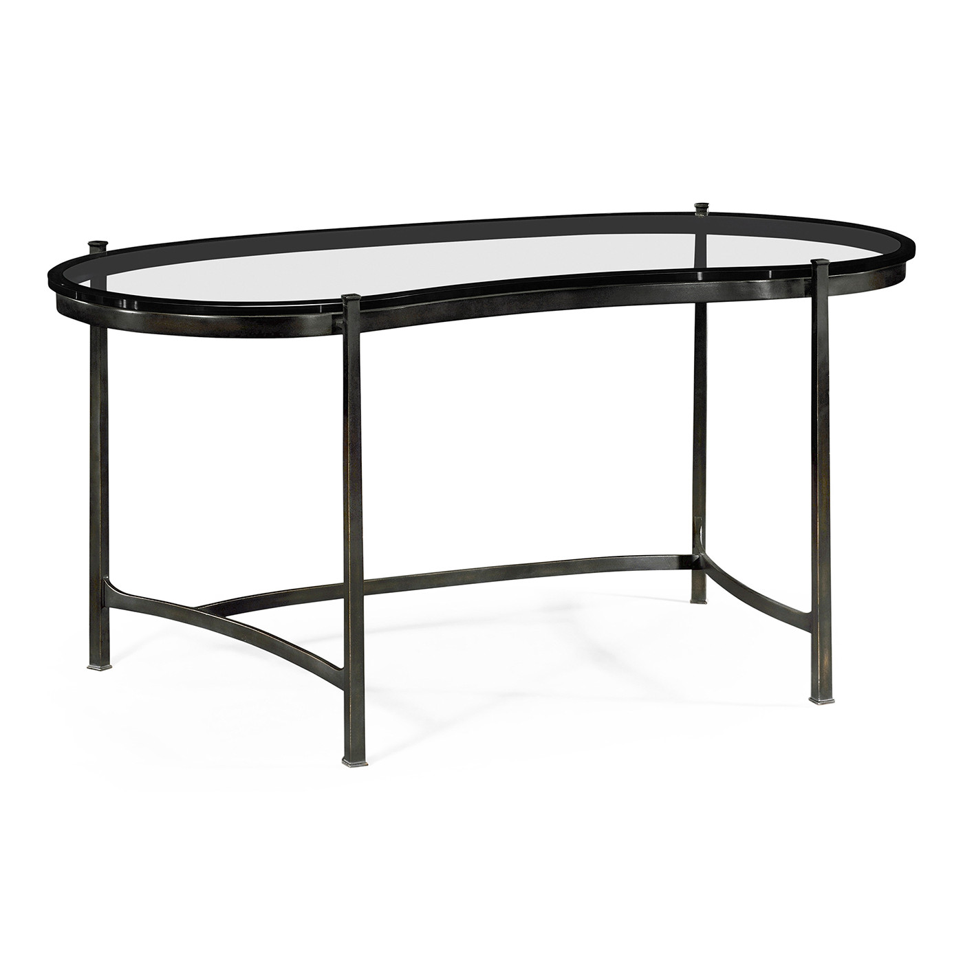 Bronze Kidney Desk with Glass Top