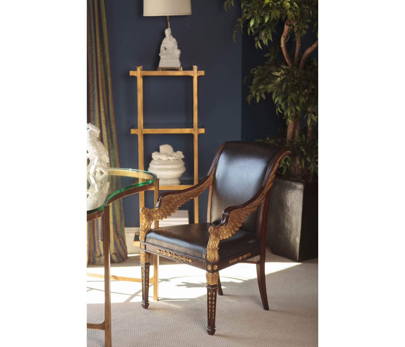 Bronze Kidney Desk with Glass Top