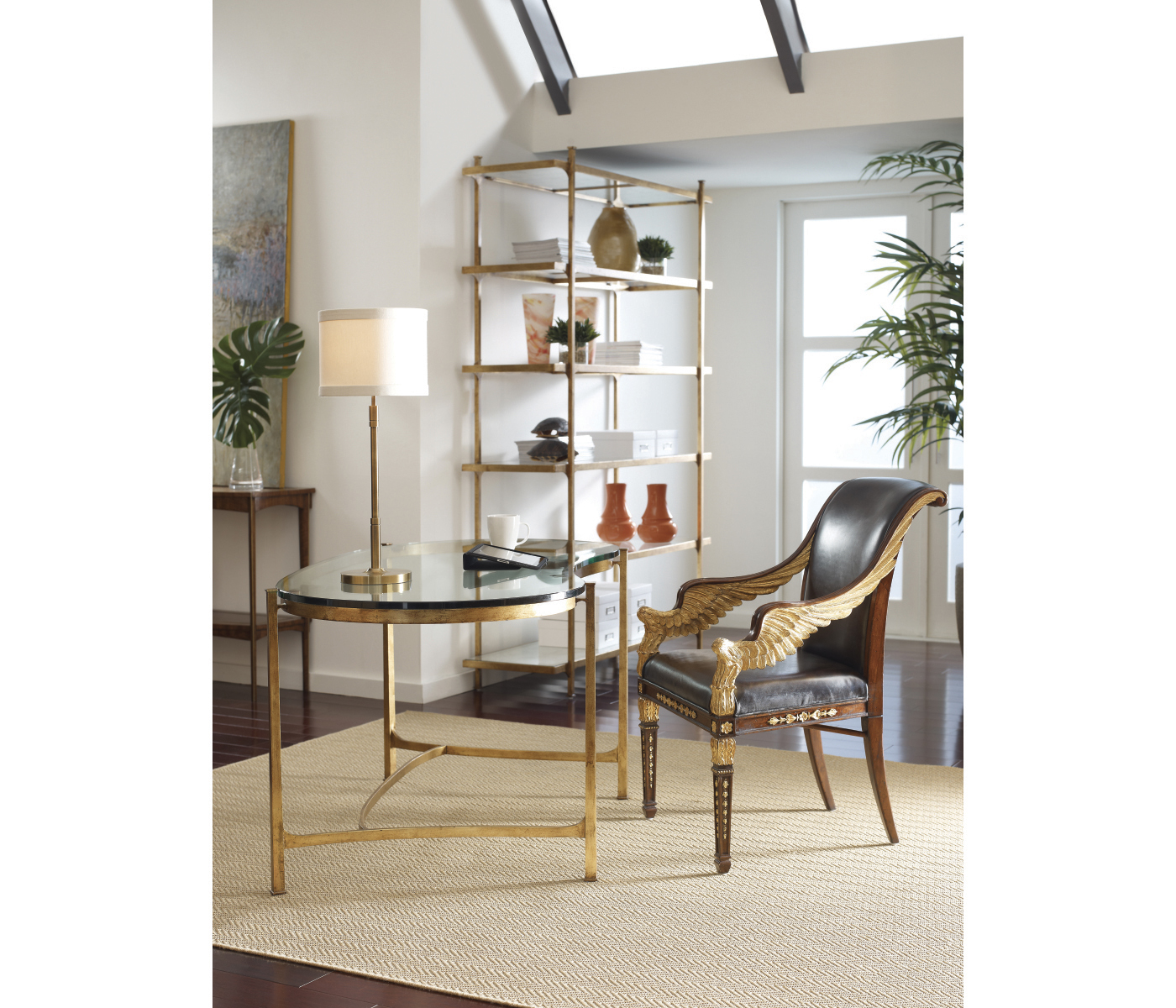 Bronze Kidney Desk with Glass Top