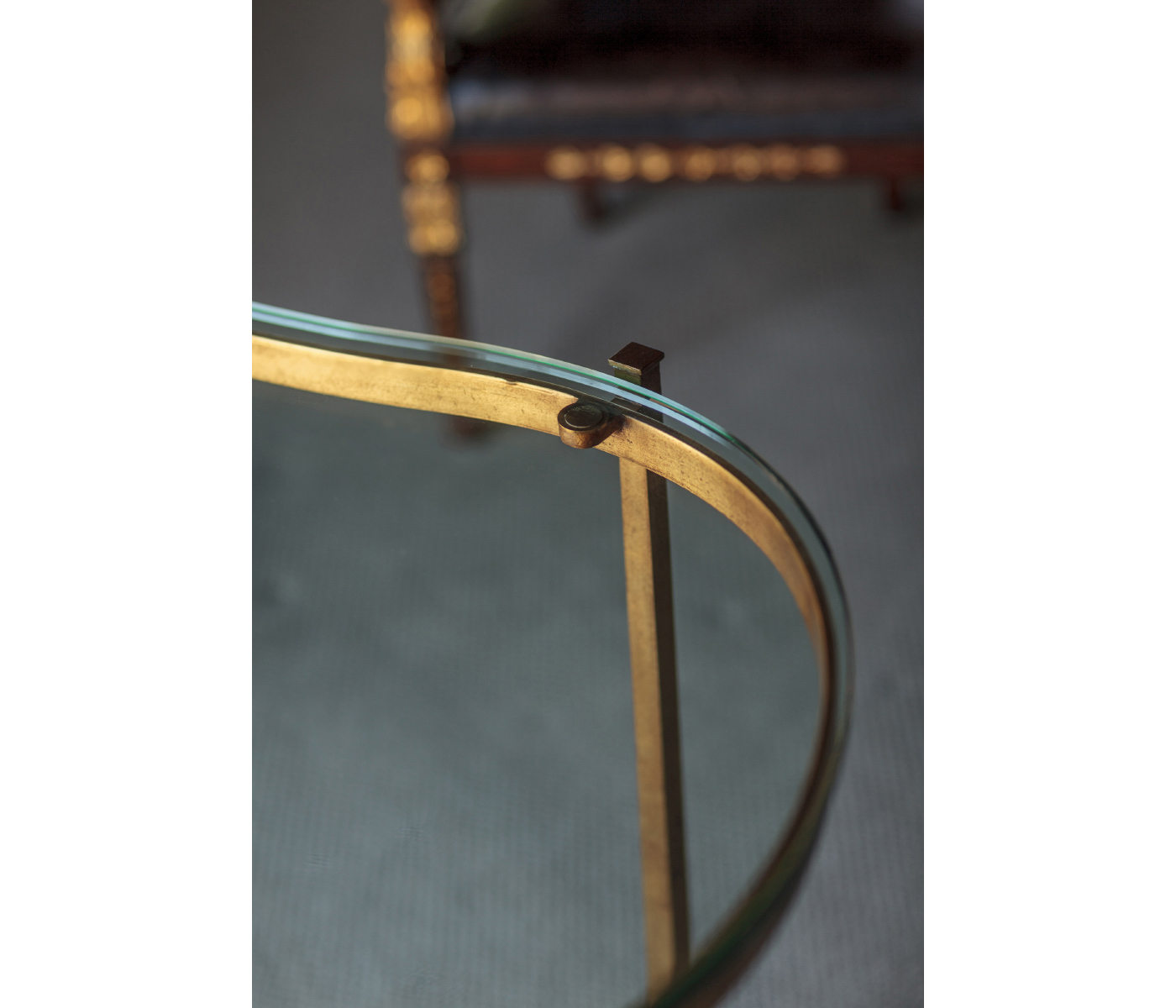 Bronze Kidney Desk with Glass Top