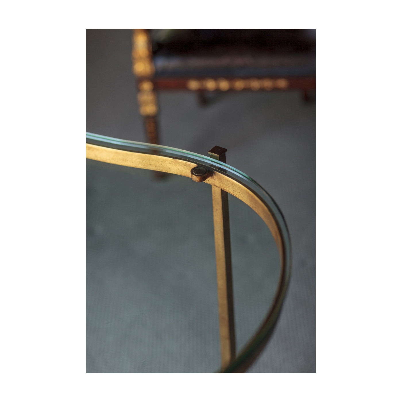 Bronze Kidney Desk with Glass Top