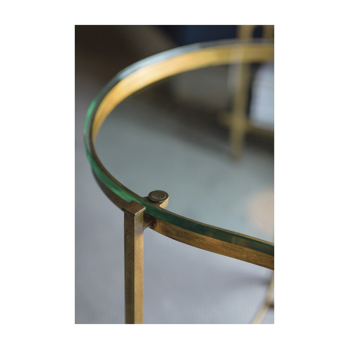 Bronze Kidney Desk with Glass Top