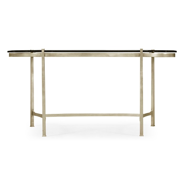 Silver Kidney Desk with Glass Top