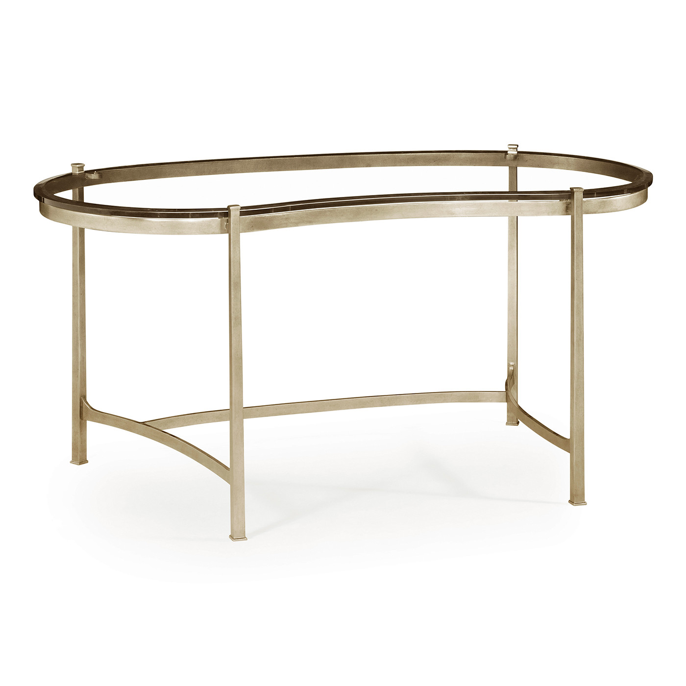 Silver Kidney Desk with Glass Top