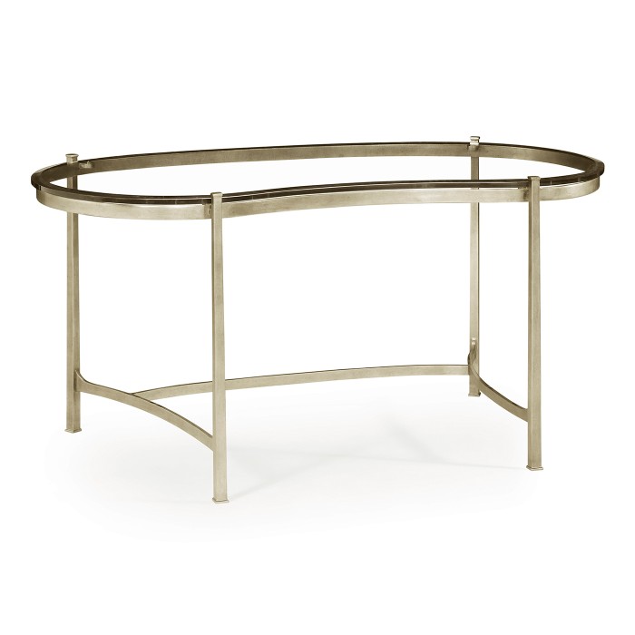 Silver Kidney Desk with Glass Top