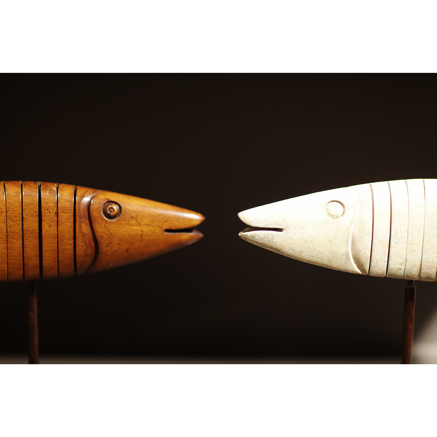 Articulated Dusty White Fish on Stand