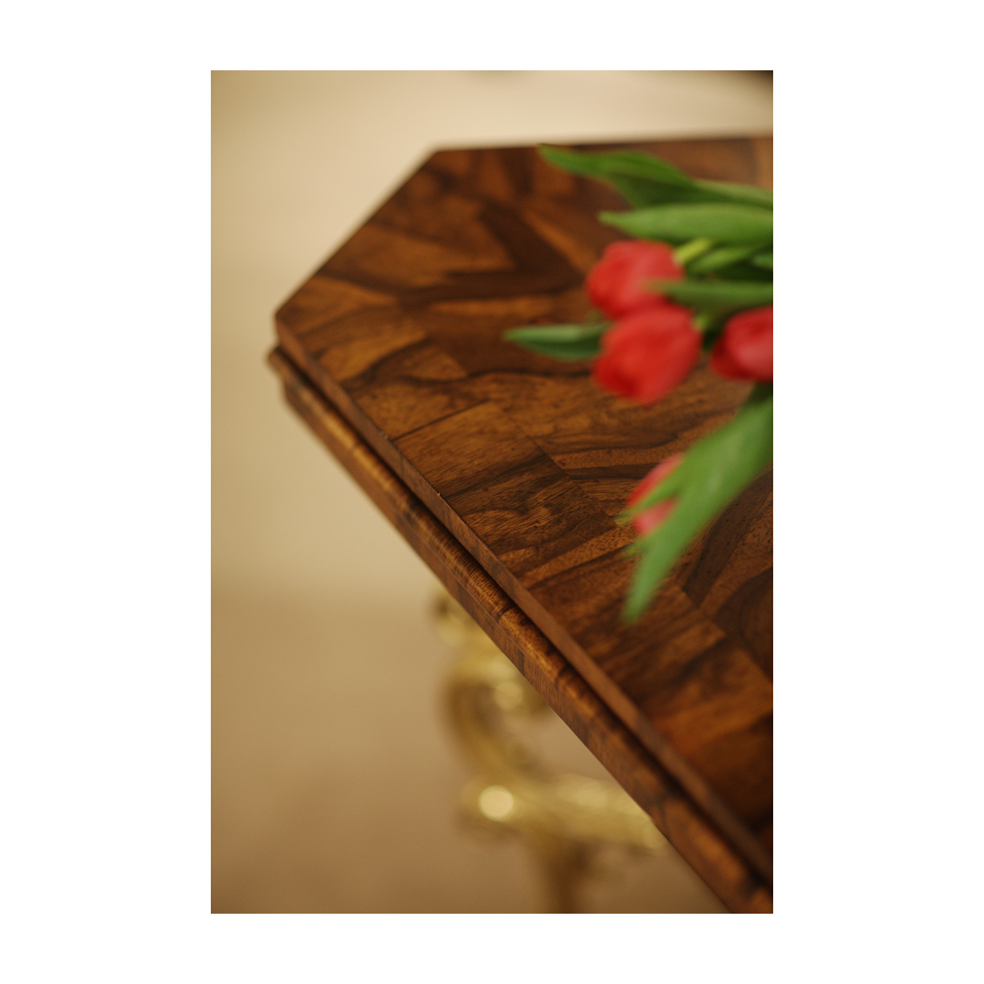 Argentinian Walnut Triangular Topped Side Table