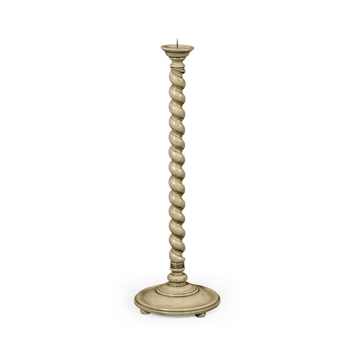 Tall Twisted Column Floor Standing Candlesticks (Grey)