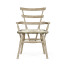 Country Style Grey Oak Arm Chair with A Dark Grey Leather Seat