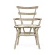 Country Style Grey Oak Arm Chair with A Dark Grey Leather Seat