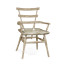 Country Style Grey Oak Arm Chair with A Dark Grey Leather Seat