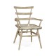 Country Style Grey Oak Arm Chair with A Dark Grey Leather Seat