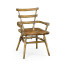 Country Style Natural Oak Arm Chair with An Antique Chestnut Leather Seat