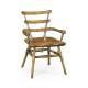 Country Style Natural Oak Arm Chair with An Antique Chestnut Leather Seat