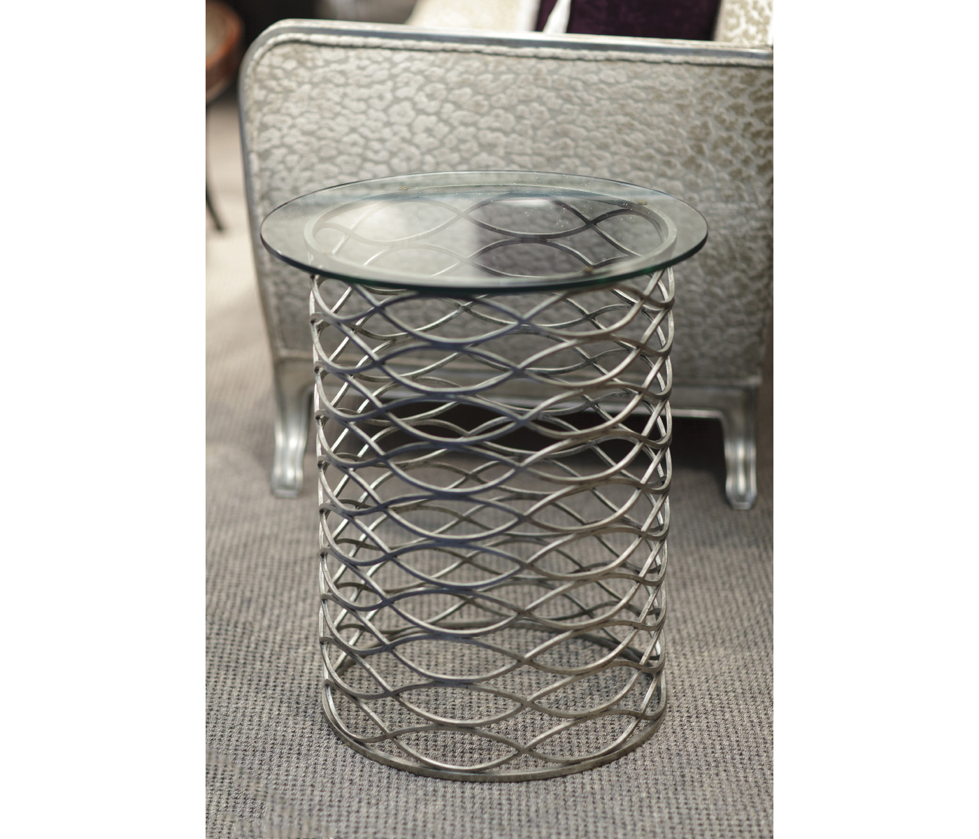 Interlaced Bronze & Glass Side Table