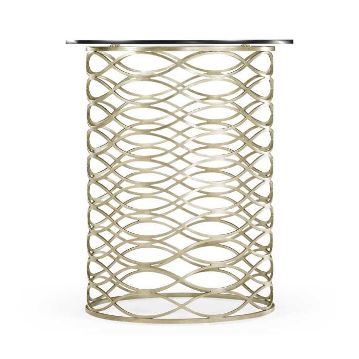 Interlaced Silver & Glass Side Table