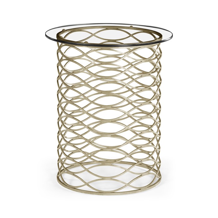 Interlaced Silver & Glass Side Table