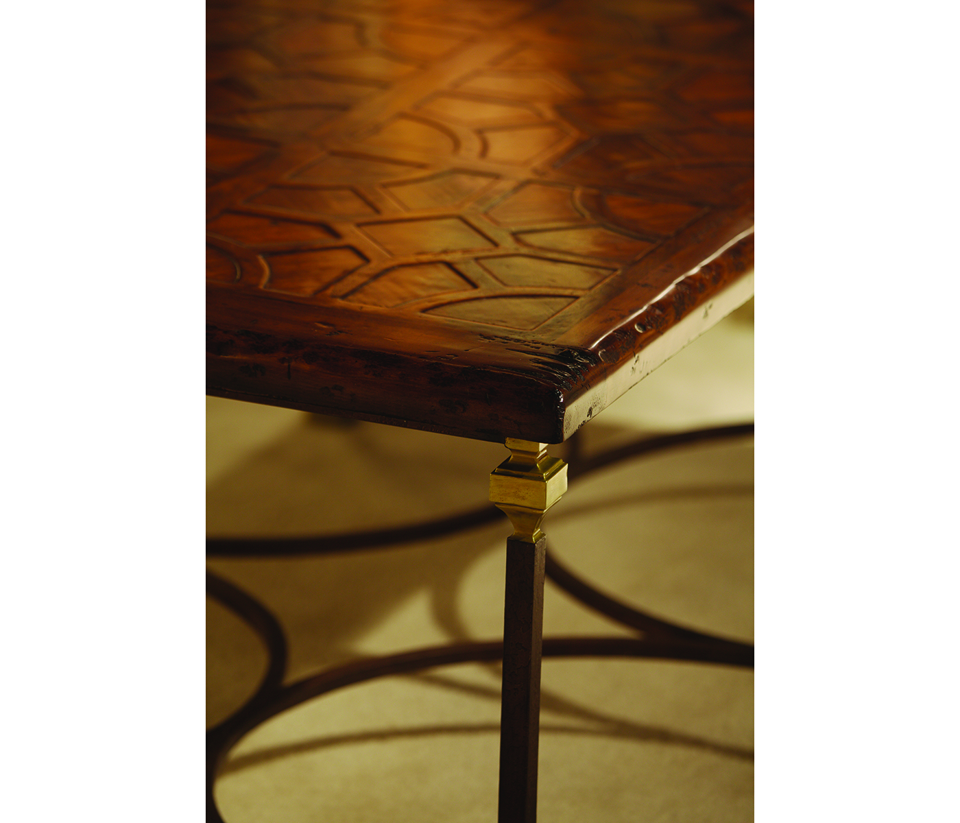 Argentinian Walnut Parquetry & Iron Coffee Table