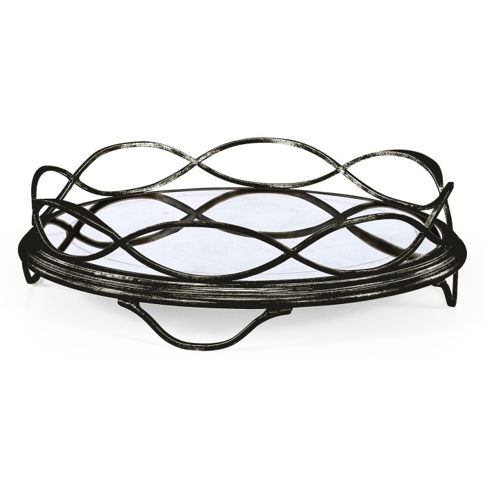 Églomisé & Bronze Circular Tray