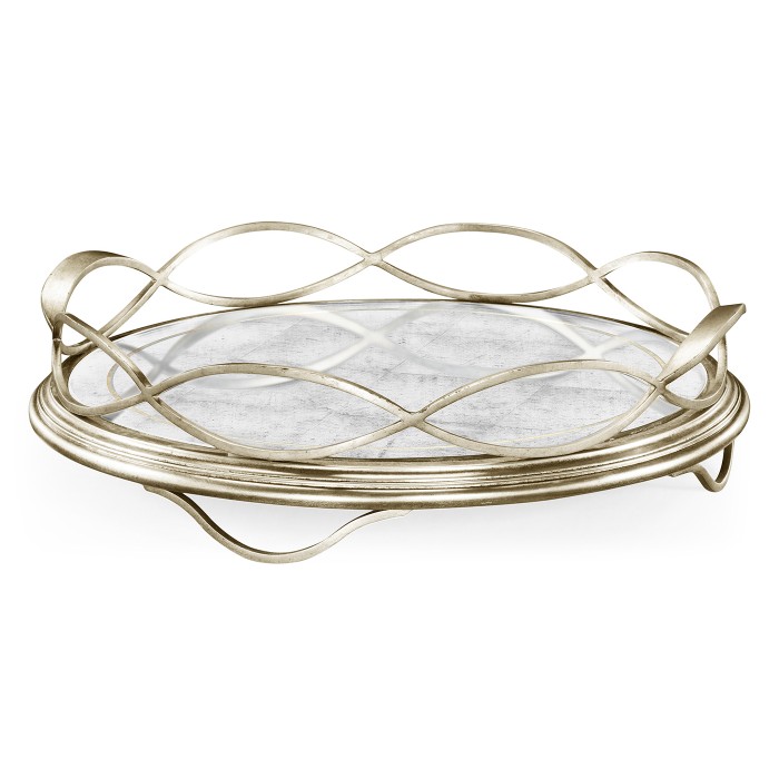 Églomisé & Silver Circular Tray