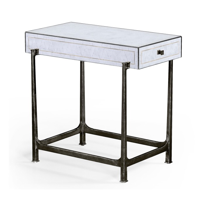 Églomisé & Bronze Iron Box Top Side Table