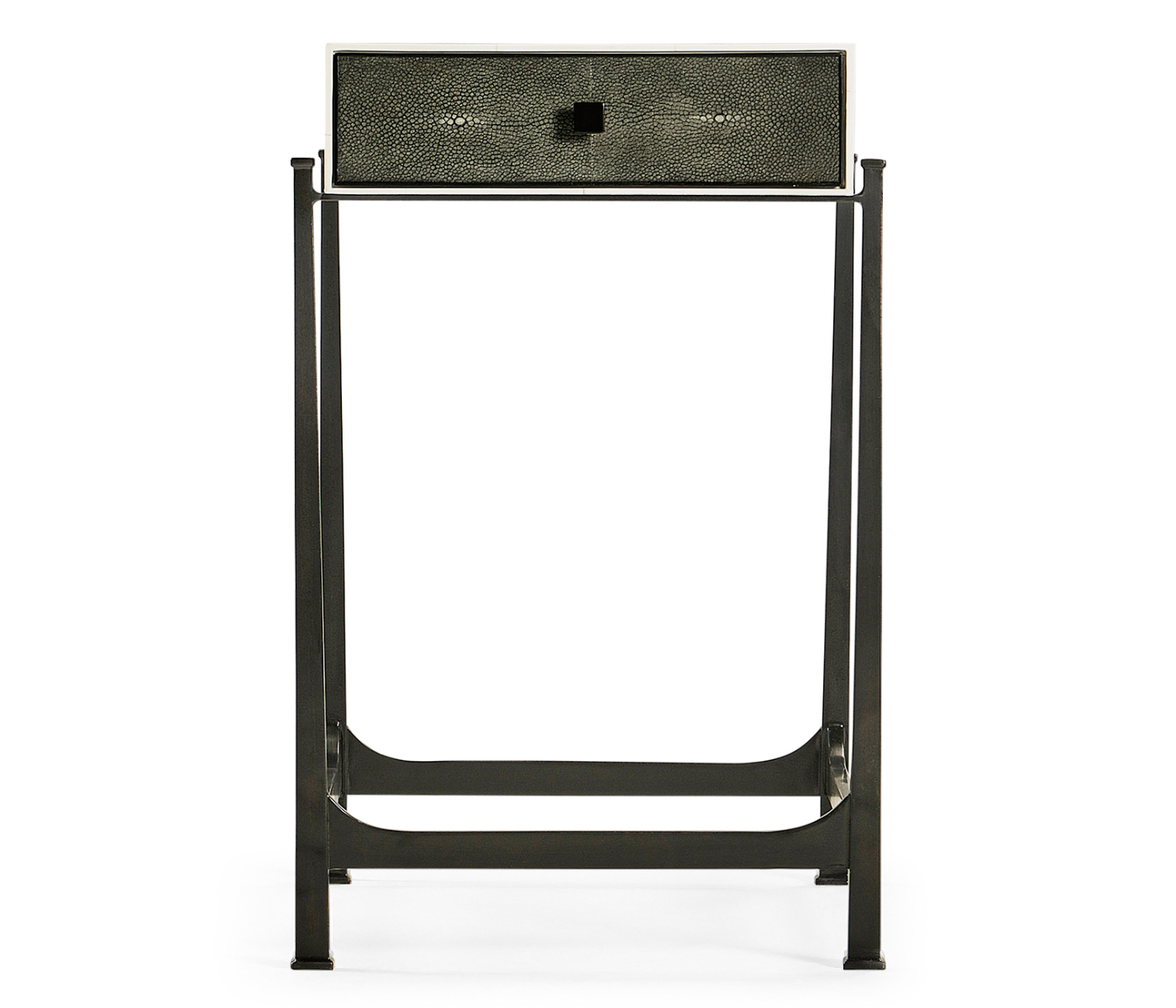 Anthracite Faux Shagreen & Bronze Iron Side Table