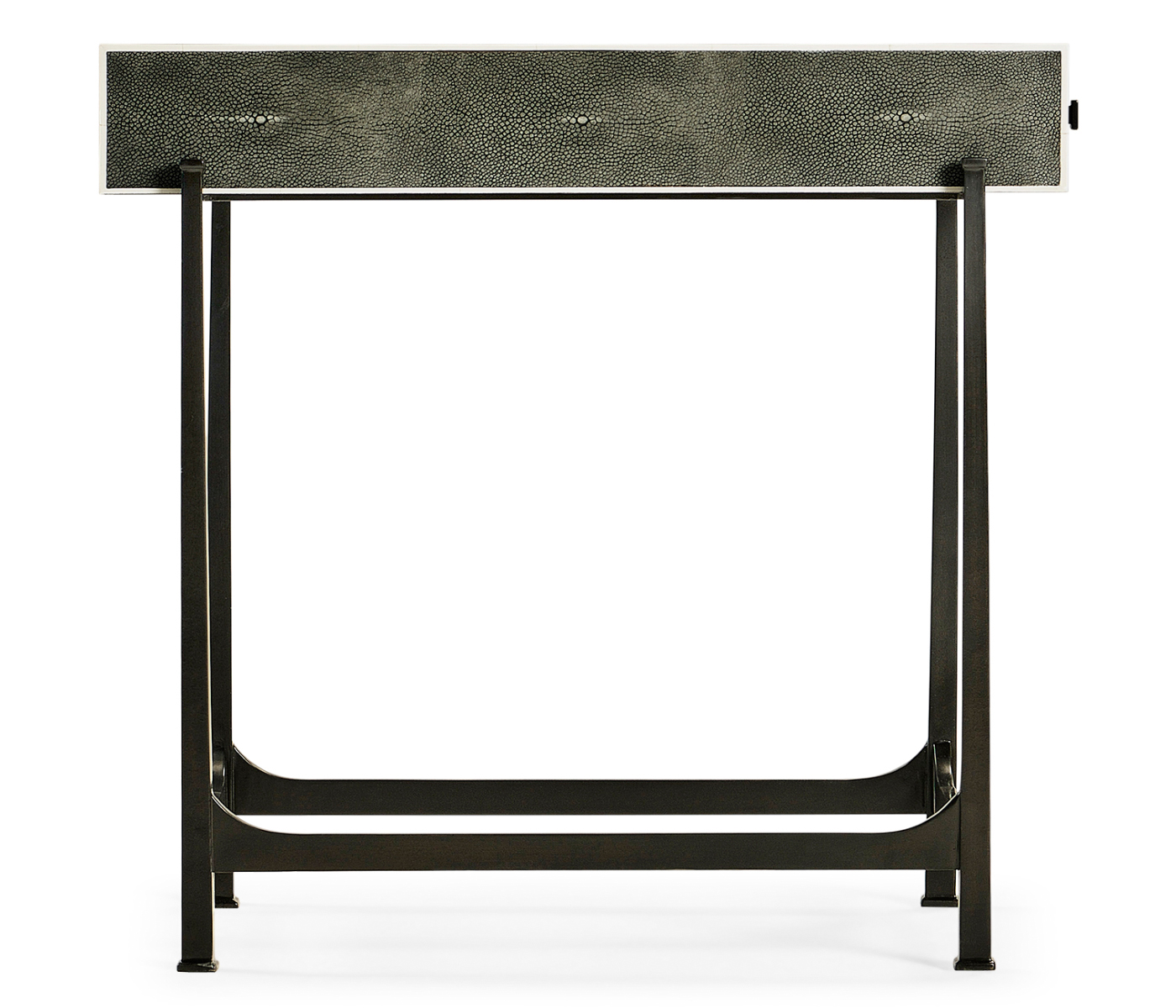 Anthracite Faux Shagreen & Bronze Iron Side Table